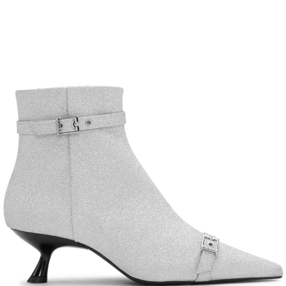 Ganni Silver Heeled Ankle Boots